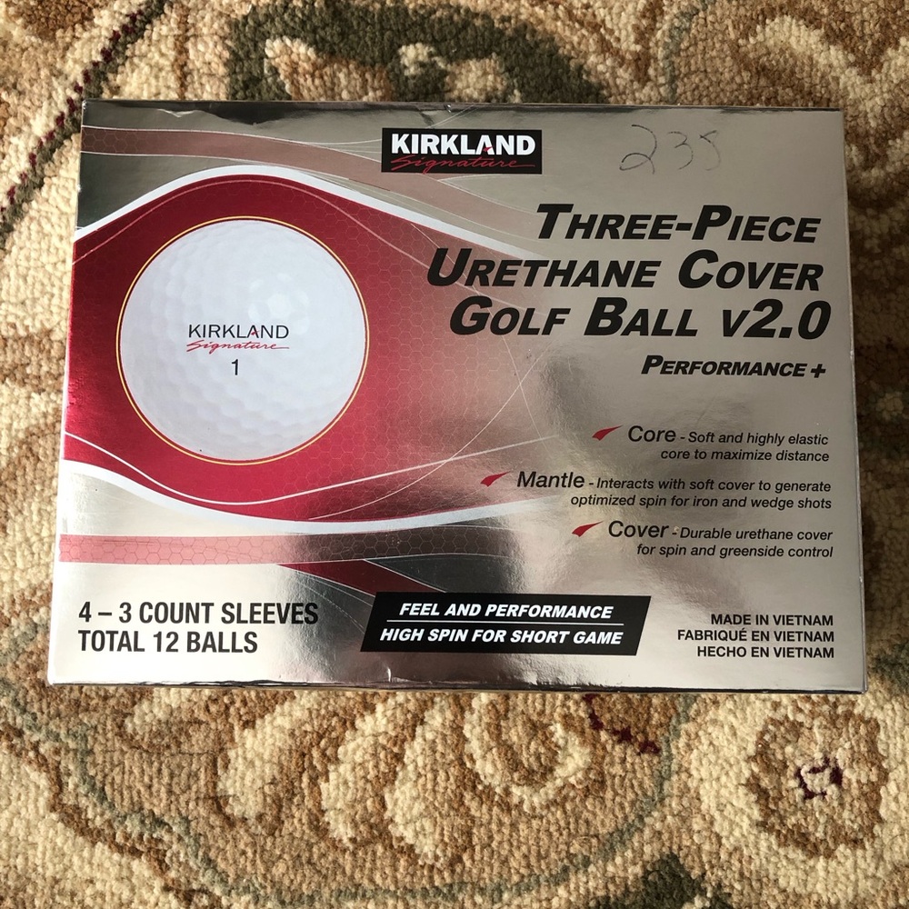 Kirkland Signature Three-Piece Urethane Cover Golf Balls - White/Red Box